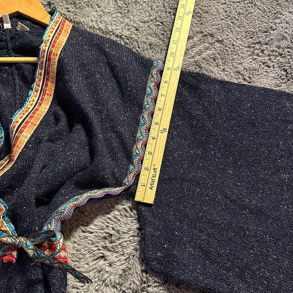 MOTH~ANTHROPOLOGIE Ribbon Trimmed Hippie Bohemian Wrap Sweater Size L - Picture 15 of 15